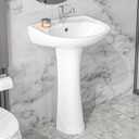 20"x17" Small White Porcelain Pedestal Sink 1 Hole for Bathroom, 20"x17"x32"H