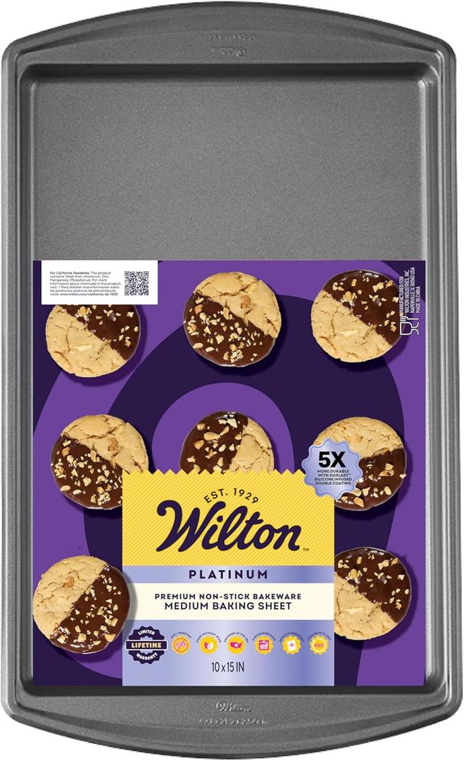 Wilton Platinum Premium Non-Stick 10 x 15 in Baking Sheet, Made without PFAs