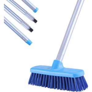 Deck Brush with Long Handle - Floor Scrub Brushes for Cleaning Shower, Stiff Bristle Scrubbing Brush, 50" Floor Scrubber Brush for Bathroom, Bathtub, Tub, Tile Floors, Garage and Patio