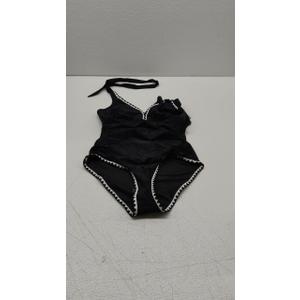 Womens One Piece Swimsuits Tummy Control Bathing Suits Shell Stitched Color Block Push Up Slimming Swimwear (Large, Black)