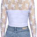 PINKMSTYLE Women's Long Sleeve Lace Bodysuit High Neck Sexy Tops for Going Out, Concert, Date Night Outfits (White, S)
