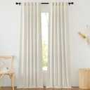 NICETOWN Flax Linen Living Room Curtains 90 inches Long, Rod Pocket & Back Tab Semi Sheer Linen Drapes Privacy Added with Light Filtering for Bedroom/Living Room, Natural, W42 x L90, 2 Panels