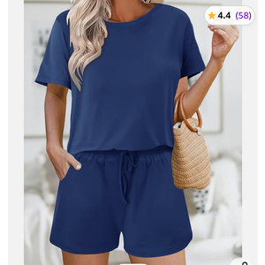 Womens Pajamas 2 Piece Sets Cozy Pajamas, Navy Blue, Large Size