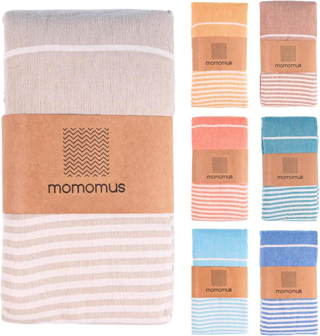 Extra Large Turkish Beach Towel Style 100% Cotton, Sand-Free Comfort | Oversized Beach Towel Sandproof Beach Blanket Big Beach Mat - Outdoor Picnic Blanket (Beige, 83x94 in)