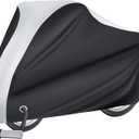 Puroma Bike Cover for 1 bike, Outdoor Waterproof Bicycle Covers Rain Sun UV Dust Wind Proof with Lock Hole for Mountain Road Electric Bike (Black & Silver) (79'' L x 28'' W x 43'' H)