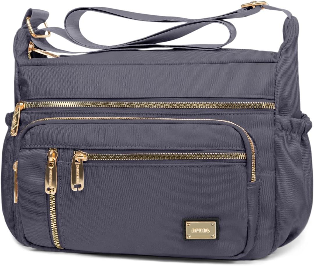 NPBAG Crossbody Bag for Women, Shoulder Purse Handbag Messenger Bag, Trendy Pocketbooks, Waterproof and Multi-Pockets (Grey)