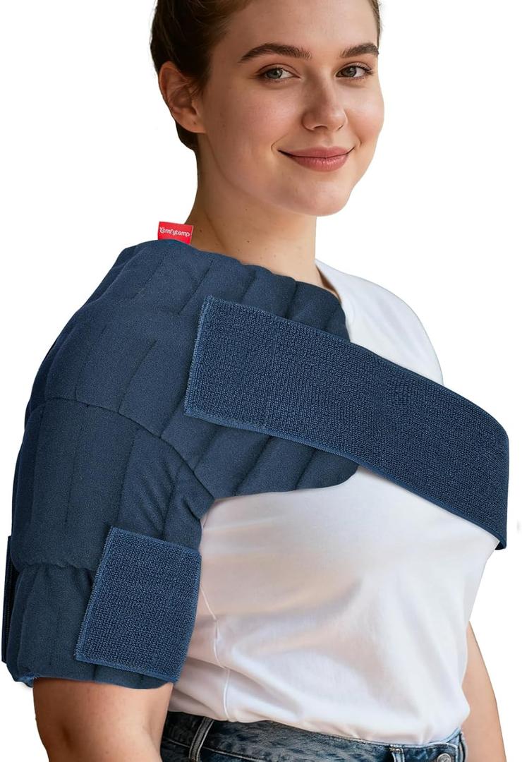 Comfytemp Shoulder Heating Pad Microwavable for Rotator Cuff, Wearable Microwave Moist Heating Pad, Shouder Wrap for Frozen Shoulder Relief, Recovery Items for Women Seniors (M/L)
