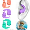 Kids Swimming Ear Plugs,3 Pairs Waterproof Reusable Silicone Child Swim Earplugs for Swimming Surfing Bathing Showering,Small Children Water Ear Plugs Suitable for Boys and Girls (Kids 4-12 Years Old)