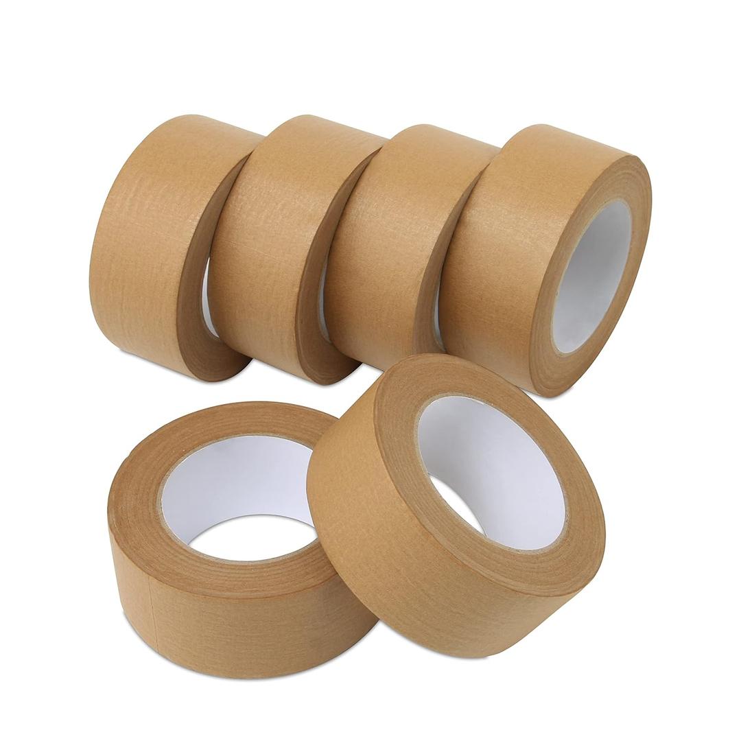 Lichamp Kraft Packing Tape, Brown Kraft Gummed Tape for Packing Boxes, Shipping Cardboard and Carton Sealing, 6 Rolls x 2 inch x 55 Yard x 7 mil, B206BN