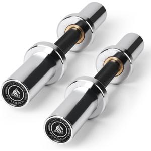 LIONSCOOL 16" Loadable Dumbbells Pairs in Commercial Grade, Heavy Duty Olympic Dumbbell Bar/Handle for Strength Training, Compatible with 2 Standard Plates, Chrome 