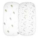 Cloud Baby Bassinet Sheet 32"x16" (2 Pack) - 100% Organic Jersey Cotton, Breathable and Soft for Baby Boy Girl Newborn Infant Unisex (Woodland Animals and Leaves)
