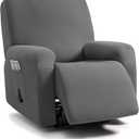ULTICOR Jacquard Design, 4-Piece, 1 Seat Recliner Cover, Reclining Chair Covers for 1 Cushion Reclining Sofa, Single Seat Recliner Couch Cover, Washable (Dark Grey, Single Recliner Cover)