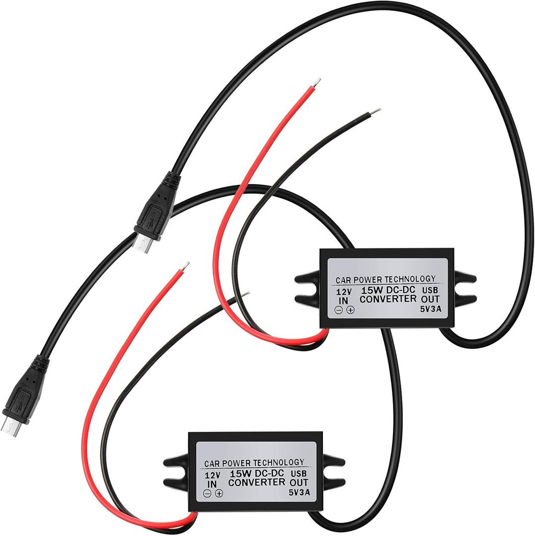 Weewooday 2 Pieces 12V to 5V Converter DC-DC Buck Module Micro USB Power Adapter Car Power Converter Regulator