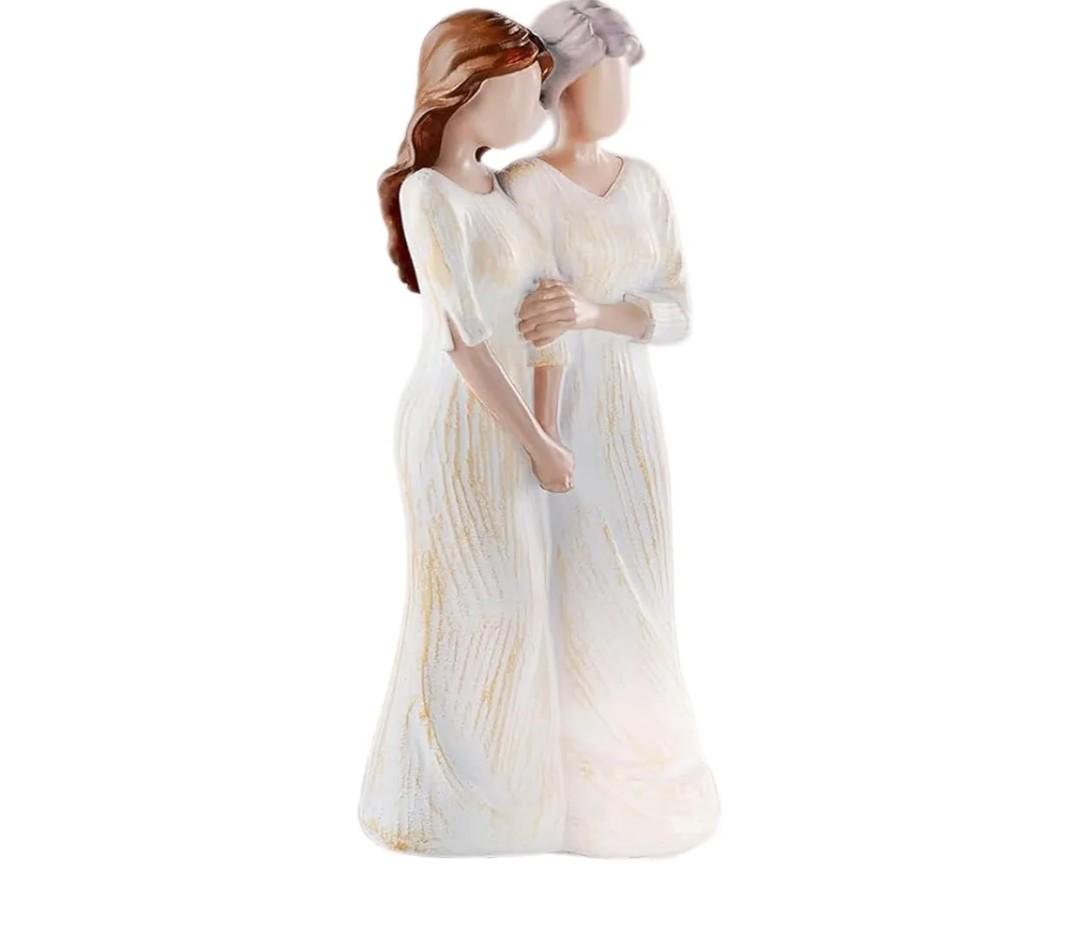 Mother Daughter Figurines Mom Birthday Gifts from Daughter Hugging Family Figurine Statue,Gifts for Mom, Grandma, Hand-Painted Statue (Style 2)