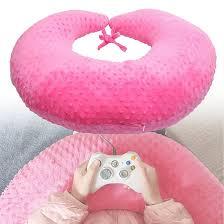 Professional Gaming Pillow for Lap; Arm Rest Pillow Gaming Lap Pillow with Crochet Support - Eliminate Pain (Pink)
