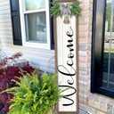 Welcome Sign for Front Porch Standing 45"X9" Large Outdoor Decor Rustic Vertical Leaner Wood Frame Porch Tall Welcome Signs for Farmhouse Outside Front Door Wall Decorations (Wood White)