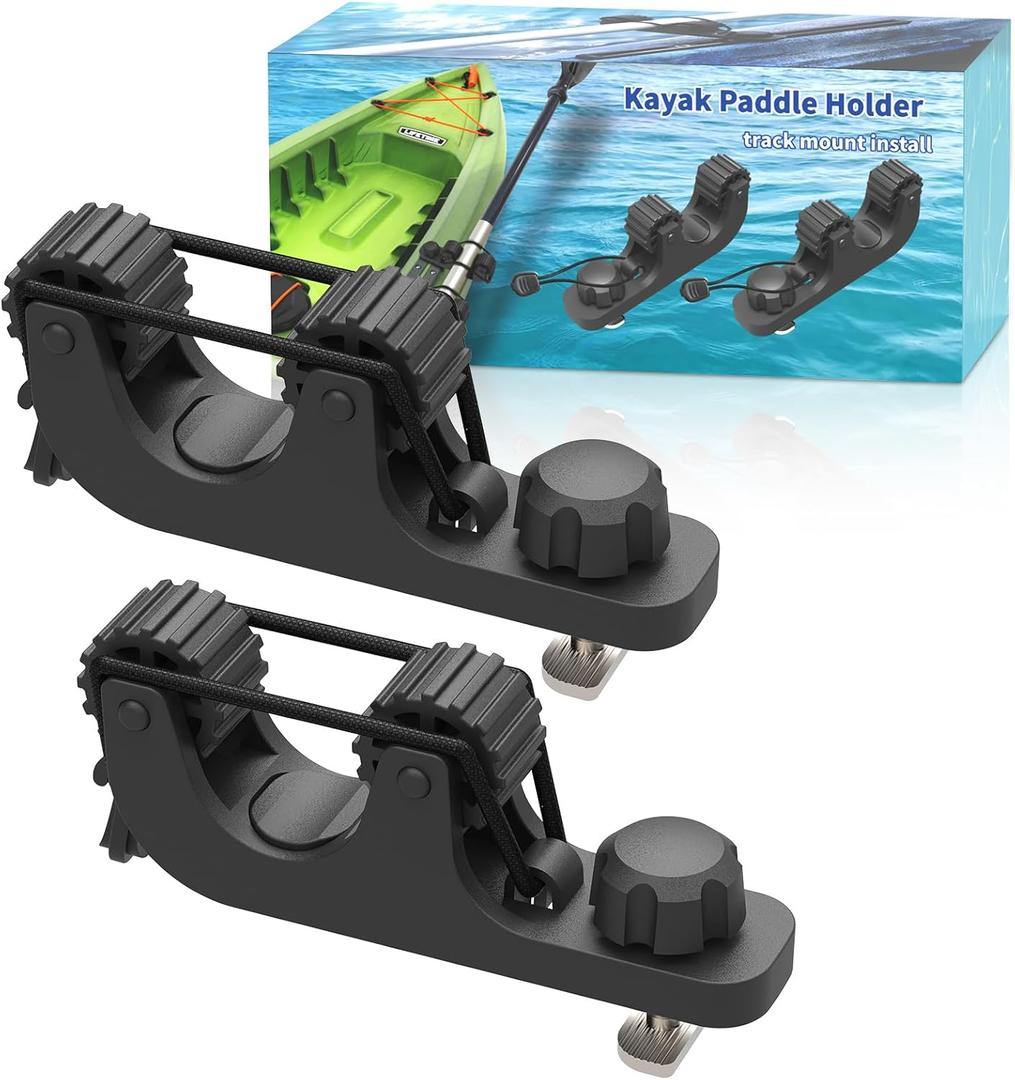 Huntury Kayak Paddle Holder, Save Kayak Track Space, Fishing Net, Fishing Poles Holder for Fishing, Track Mount Accessories