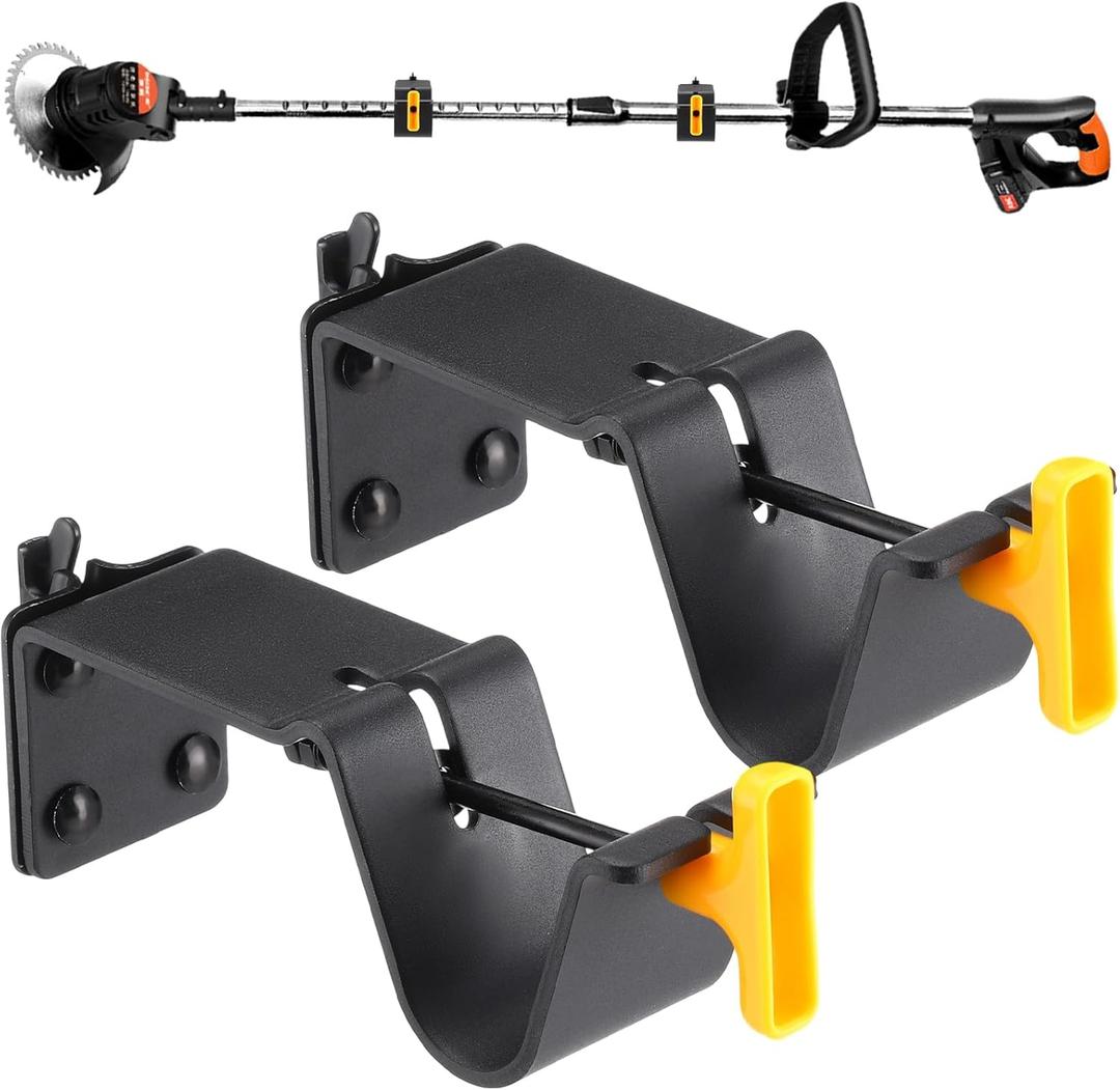 Tandefio 2 Pack Enclosed Trailer Weedeater Rack Steel Trimmer Mount Stores Weed Hedge Trimmers Organize Landscaping Tool Holder on E-Track in Trailer or Garage Equipment Accessories