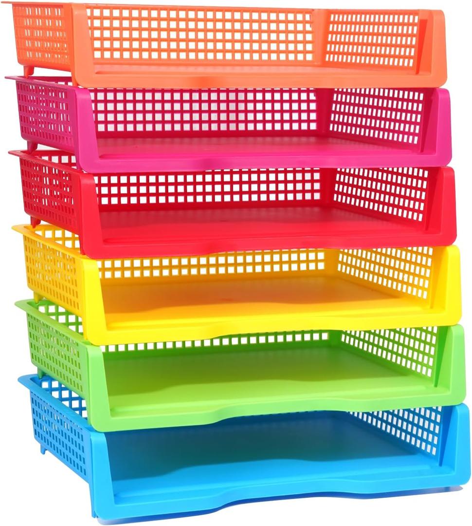 ZZYFGH 6 Pack in Trays for Teachers, Plastic Classroom Paper Organizers, Colorful Storage Baskets for Office, Stackable Office Desktop Document Paper Storage(13.4 * 9.5 * 2.7in) ZZYFGH 6 Pack in Trays for Teachers, Plastic Classroom Paper Organizers, Colorful Storage Baskets for Office, Stackable Office Desktop Document Paper Storage(13.4 * 9.5 * 2.7in)