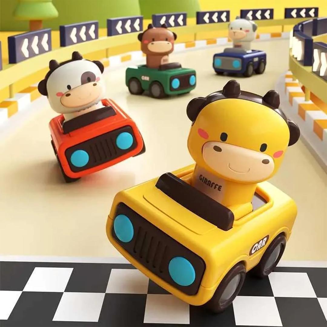 Press & Go Car for Toddlers 1-3, Baby Animal Racing Cars, Infant Play Vehicle Set, Baby Push Go Friction Car Toys for 6-9-12-18 Months, 1st Birthday for 1-2 Years Old Boys