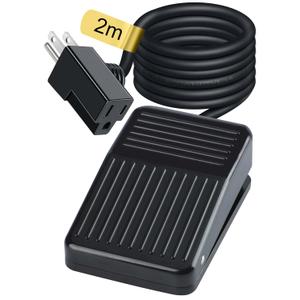 6.6ft/2m Momentary Foot Switch Pedal Normally Off Press and Hold to On UL-Listed Extension Cord and 3-Prong Piggyback Plug Power Tools Lamp Deadman Electric Accessories Non-Variable Speed 15A 250VAC