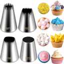 Suuker extra large piping tips set (F02 F06 9FT R22L), stainless steel round piping tip,large star square wide jumbo piping tips,eclair churro meringue for cake cupcake cookie decorating