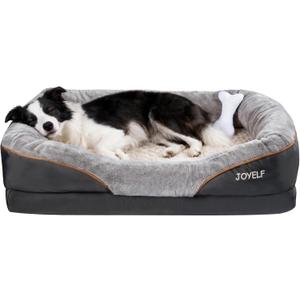 JOYELF Large Memory Foam Dog Bed, Orthopedic Dog Bed & Sofa with Removable Washable Cover and Squeaker Toy as Gift
