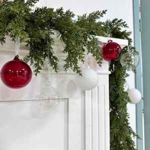 Soaoo 6 Pcs Red Christmas Hand Blown Glass Ball Ornaments 3.15 Inch Vintage Glass Balls Tree Ornaments Pendants Ball Baubles Decorations for Xmas Tree Hanging Indoor Party Garden Decor