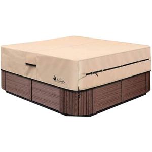 UCEDER Waterproof Hot Tub Cover Outdoor Spa Cover (83''x 83''x20) 600D Heavy Duty Polyester Hot Tub Cover Protector(Brown)