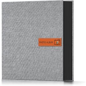 Popotop Photo Album 4x6 200 Pockets Photo with Label, Linen Hardcover Photo Albums for Wedding Gifts Baby Memory Travel Anniversary Brithday School, Picture Book with Horizontal & Vertical Photos (Gray)