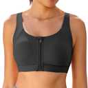 Front Zipper Sports Bras Adjustable High Impact Sports Bras U Back High Support Yoga Bra with for Yoga & Gym Workouts (Black, XXL)