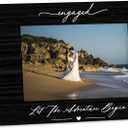 Engagement 4x6 Picture Frame, Engaged Photo Frames, Wedding Gifts for Newlyweds Couple Wife Husband, Let the Adventure Begin Engagement Picture Photo Frames for Desk Decor