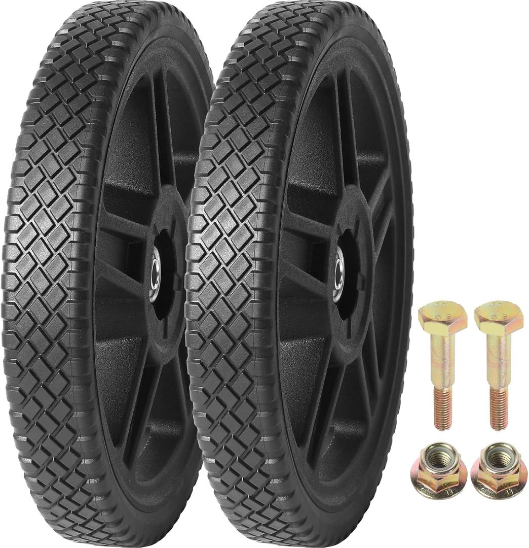AR-PRO (2-Pack) Replacement 12" Push Lawn Mower Wheels - Universal 12" Lawn Mower Wheels with 1.58" Width Hub and 1/2" Bearings - Fit for Standard Lawn Mowers, Pressure Washers, Generators and More