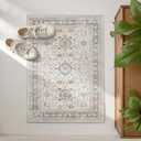 jinchan Area Rug 2x3 Washable Entryway Rug Distressed Orange Multi Vintage Floral Kitchen Print Floor Cover Indoor Doormat Retro Bathroom Living Room Bedroom Office Farmhouse