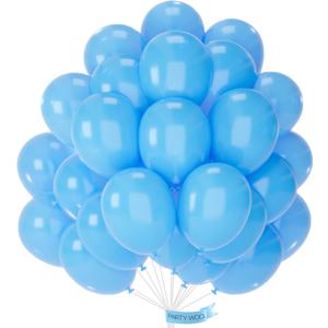PartyWoo Light Blue Balloons 50pcs 12 Inch Baby Pastel Blue Latex Helium Balloons for Baby Shower Wedding Gender Reveal Graduation Mermaid Birthday Pool Anniversary Beach Party Decorations Blue
