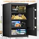 [23.6" Tall] Large Safe Box with LED Light, Anti-theft Home Safes with Programmable Keypad, Spare Keys and 3 Removable Shelves, Digital Security Safes for Home Money Firearm Documents Medicines