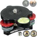 Upgraded+ Tripod Leveling Base :Support 1/4" and 3/8" Both on top and Bottom Bigger Bubble Level w/Crosshair, Fine Leveling Faster; Enlarged Lock knobs, Lock Easier,; Max Load 33 Ib
