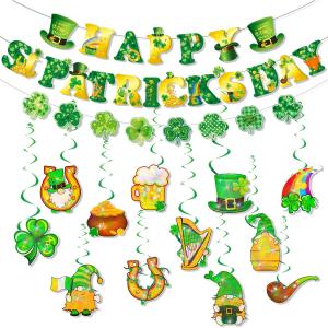2 x St Patricks Day Decorations,Lucky Shamrock Decorations for St Patricks Party,Theme Birthday(39pcs)