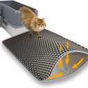 Cat Litter Box Mat Double Layer Trapping Mat Easy-Clean Waterproof Urine Proof(Gray 30x22in)