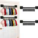 2 Pack Hat Hanger for Door, Wall Hat Storage Organizer Rack with 20 Clips for Baseball Cap, Black Hat Holder Wall-Mounted Caps Display with Strong Adhesive for Closet Bedroom Entryroom Laundry