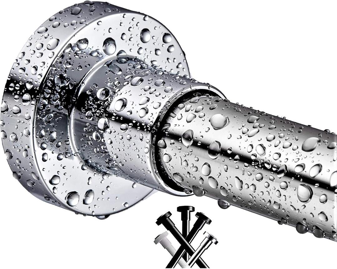 BRIOFOX Shower Curtain Rod 43-73 Inches, Rustproof and Non-Slip Spring Tension Rod for Window or Bathroom, Polished 304 Stainless Steel