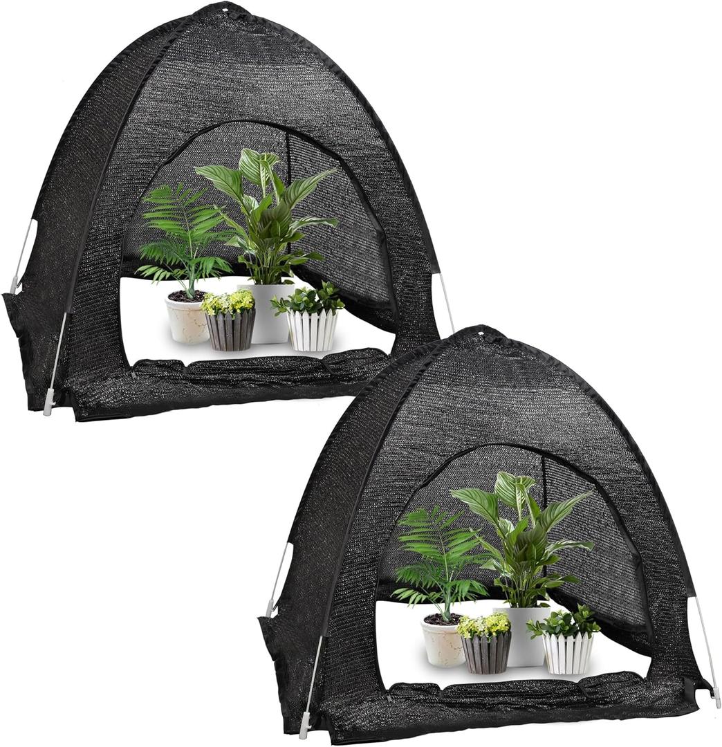 winemana 2 Pcs 70% Plant Shade Tent for Garden, 33.5x35.5x31.5 inch Sun Shade Netting Cloth for Outdoor Plants, Pop Up Net Cover UV Resistant, Insect Animal Protective Covers for Vegetable Fruit Crops