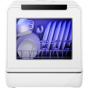 EUHOMY 8 Programs Countertop Dishwasher, 5L Tank, 167°F Wash for Apartments
40dB, 360° Dual Spray Arms, 8-Program (Normal, ECO, Quick, Baby Care, Glass, Fruit, Self-Clean, Dry), for 30+ Items, 167°F
