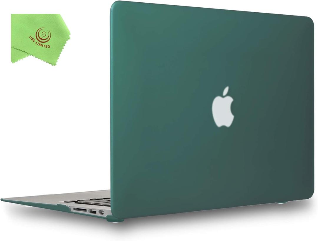 UESWILL Smooth Touch Matte Hard Shell Case Cover Compatible with 2010-2017 MacBook Air 13 inch (Model: A1466 / A1369) + Microfiber Cloth, Peacock Green