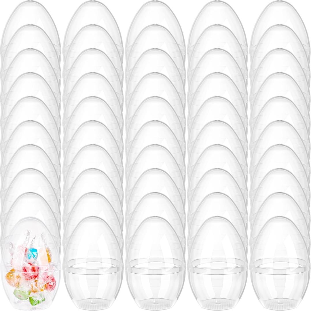 50 Pcs 3 Inches Clear Easter Eggs Fillable Plastic Easter Eggs Empty Transparent Eggs for Easter Hunt Easter Basket Stuffers