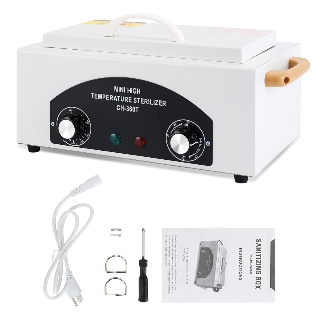 WINB High Temperature Sterilizer Autoclave Machine, Mini High Temperature Autoclave Machine with Timer 110V 300W, 1.5L Capacity, for Dental Tools, Nail Salon & Barber Equipment with Handle