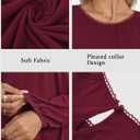 Womens Long Sleeve Tops Lace Crew Neck Dressy Casual Smocked Shirts Loose Fit Business Work Blouses Fall Clothes (L)