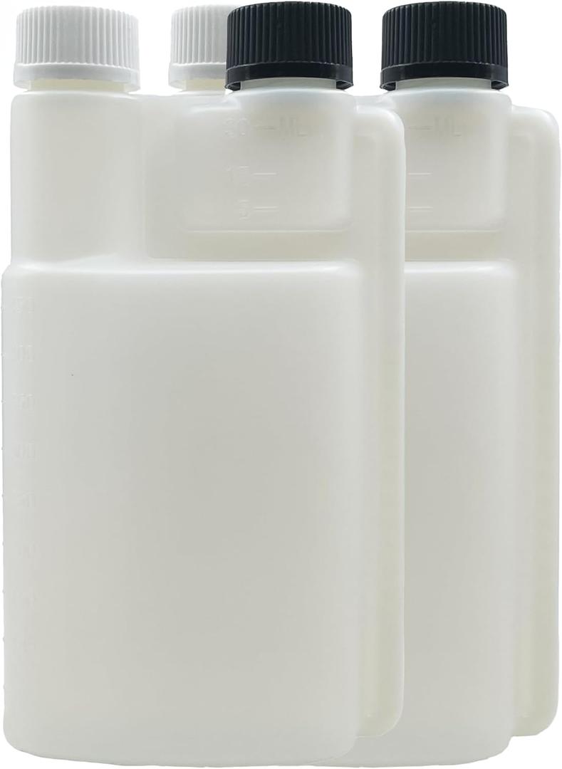 2-PACK of 16oz HDPE Portable Plastic Flask | 1 oz Shot Glass Chamber Dispenser for Bars and Mixologists | TWO Portable Beverage Dispenser | Child Safety Caps | Recyclable HDPE Plastic