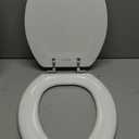 Elongated White Toilet Seat Natural Wood Toilet Seat with Zinc Alloy Hinges, Easy to Install also Easy to Clean, Scratch Resistant by Angol Shiold (Elongated, White)