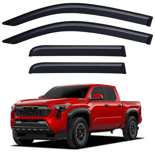 Window Visors Rain Guards for 2024 2025 2026 Toyota Tacoma Double/Crew Cab
Out-Channel Window Vent Wind Deflectors Visors Shades Protectors for 24 25 26 Toyota Tacoma Full-Size Cab